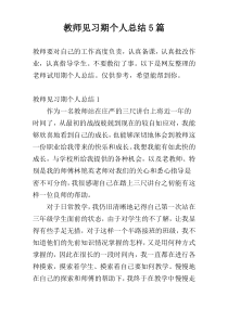 教师见习期个人总结5篇