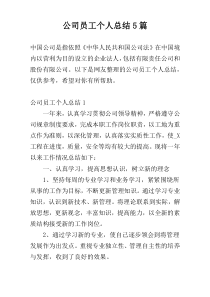 公司员工个人总结5篇