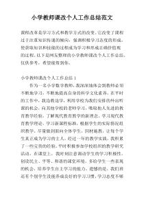 小学教师课改个人工作总结范文