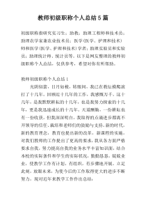 教师初级职称个人总结5篇