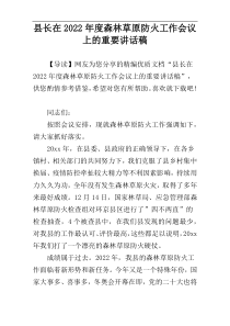 县长在2022年度森林草原防火工作会议上的重要讲话稿