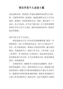 项目开发个人总结5篇