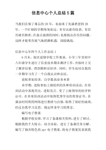 信息中心个人总结5篇