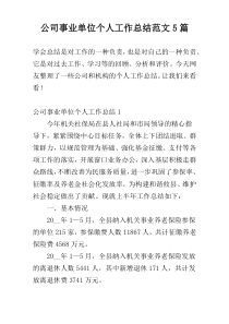 公司事业单位个人工作总结范文5篇