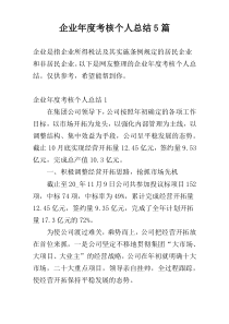 企业年度考核个人总结5篇