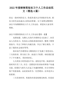 2022年度销售简短实习个人工作总结范文（精选4篇）