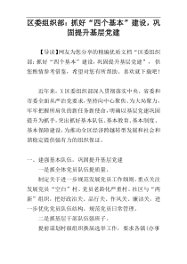 区委组织部：抓好“四个基本”建设，巩固提升基层党建