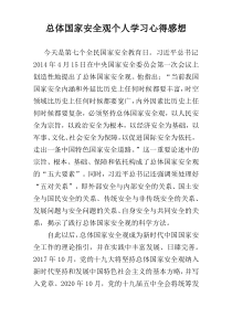 总体国家安全观个人学习心得感想