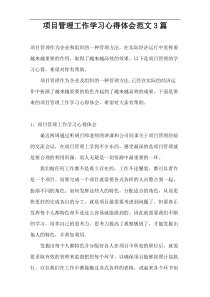 项目管理工作学习心得体会范文3篇