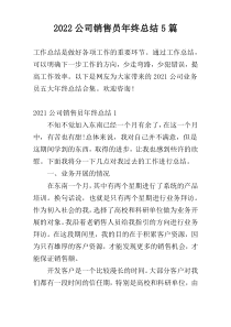 2022公司销售员年终总结5篇