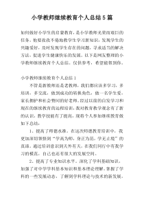 小学教师继续教育个人总结5篇