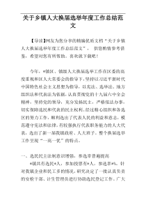 关于乡镇人大换届选举年度工作总结范文参考