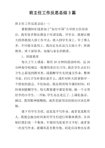 班主任工作反思总结3篇