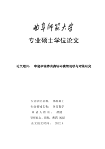 中超和谐体育赛场环境的现状与对策研究