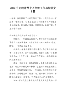 2022公司统计员个人年终工作总结范文5篇