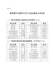 团市委中心组学习(扩大)会议参会人员名单