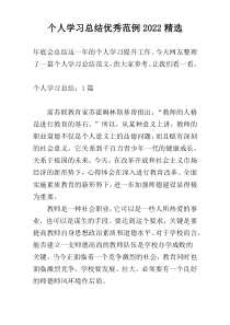 个人学习总结优秀范例2022精选