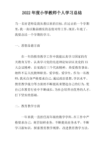 2022年度小学教师个人学习总结