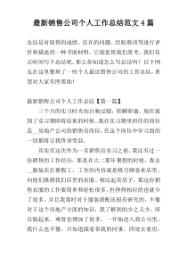 最新销售公司个人工作总结范文4篇