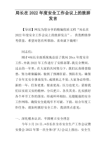 2022年度局长在安全工作会议上的致辞发言