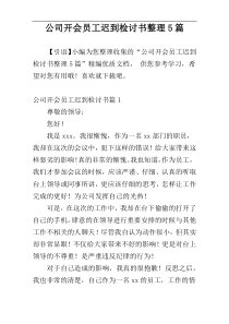 公司开会员工迟到检讨书整理5篇