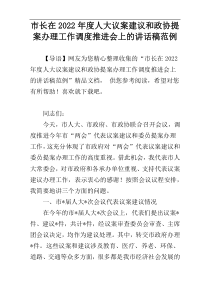 市长在人大议案建议和政协提案办理工作调度推进会上的讲话稿2022年度范例