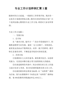 专业工作计划样例汇聚3篇