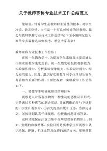 关于教师职称专业技术工作总结范文