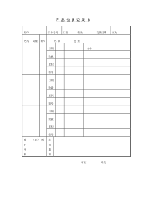 产品包装记录卡