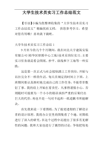 大学生技术员实习工作总结范文