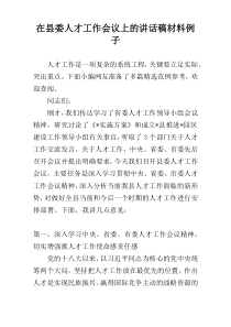 在县委人才工作会议上的讲话稿材料例子