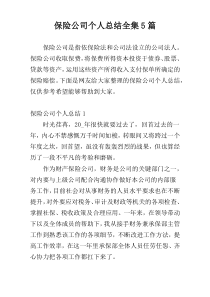 保险公司个人总结全集5篇