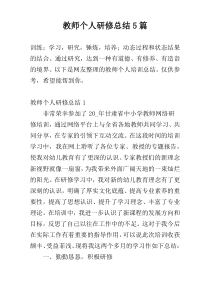 教师个人研修总结5篇