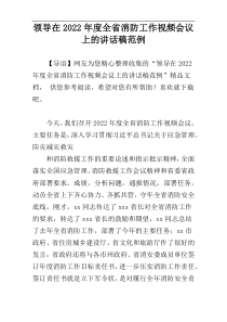 领导在全省消防工作视频会议上的讲话稿2022年度范例