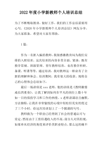 2022年度小学新教师个人培训总结