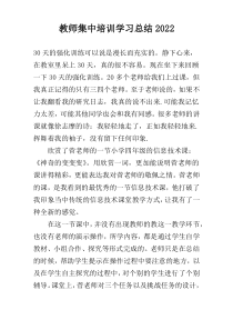 教师集中培训学习总结2022