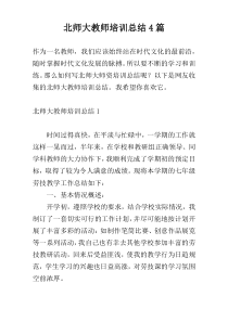 北师大教师培训总结4篇