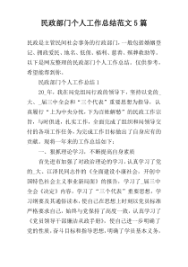 民政部门个人工作总结范文5篇