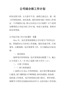 公司综合部工作计划