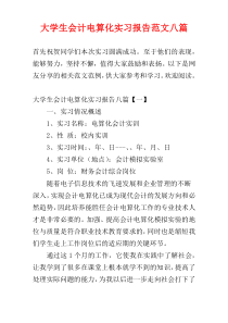 大学生会计电算化实习报告范文八篇