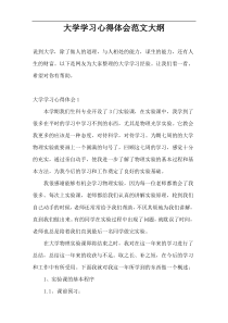 大学学习心得体会范文大纲