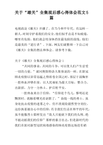 关于“雄关”全集观后感心得体会范文5篇