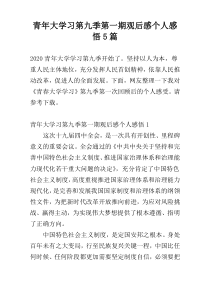 青年大学习第九季第一期观后感个人感悟5篇