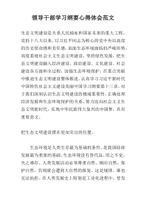 领导干部学习纲要心得体会范文