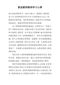 新进教师跟岗学习心得