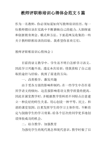 教师评职称培训心得体会范文5篇