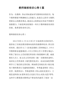 教师继续培训心得5篇