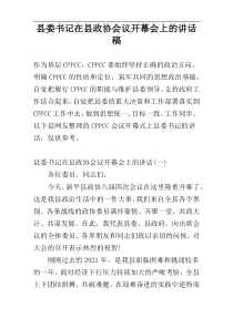 县委书记在县政协会议开幕会上的讲话稿