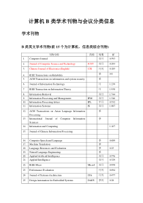 计算机b类刊物与会议分类信息