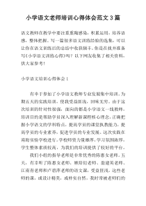 小学语文老师培训心得体会范文3篇